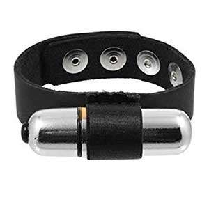 Vibrating bullet leather cockring